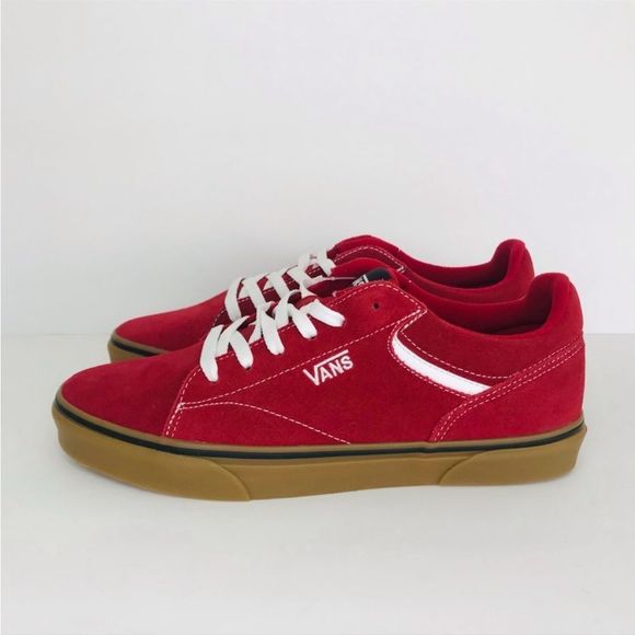 Vans Shoes Vans Seldan Mens Skate Shoes Red Suede Skater Sneakers